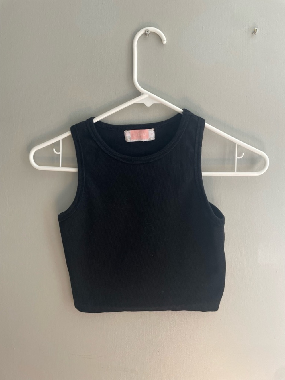 CDM Womens Black Ribbed Tank Crop Top Sleeveless‎ Crew Neck Cotton Basic Small